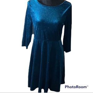 Velour teal sparkly dress